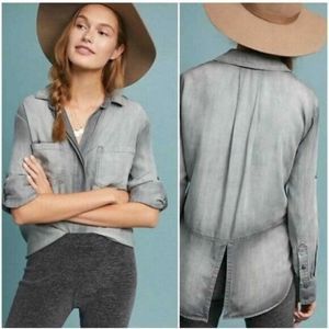 Cloth & Stone Split-back Chambray Top